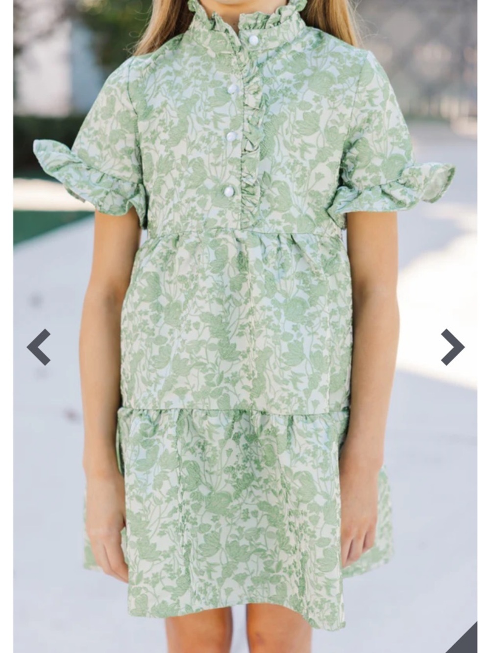 Shop the Mint Mya Green Floral Brocade Dress Girls Size 5-6 - Picture 14 of 14